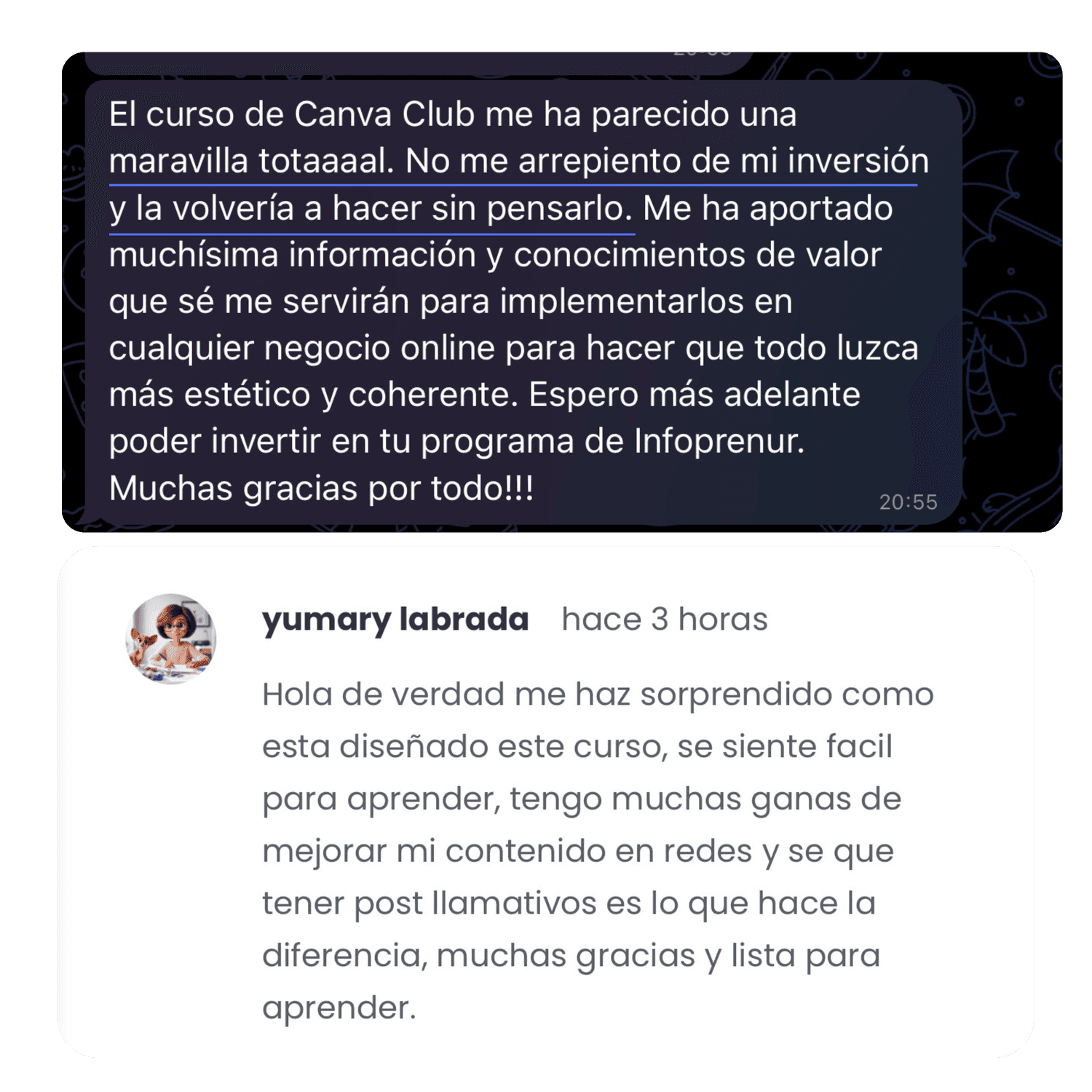 Testimonio de alumno de Canva Club 3