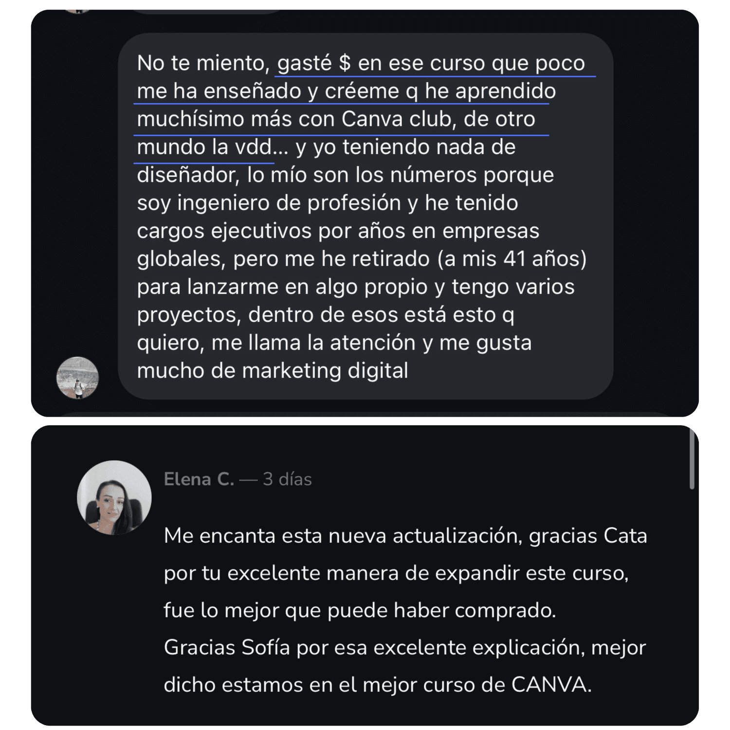 Testimonio de alumno de Canva Club 5