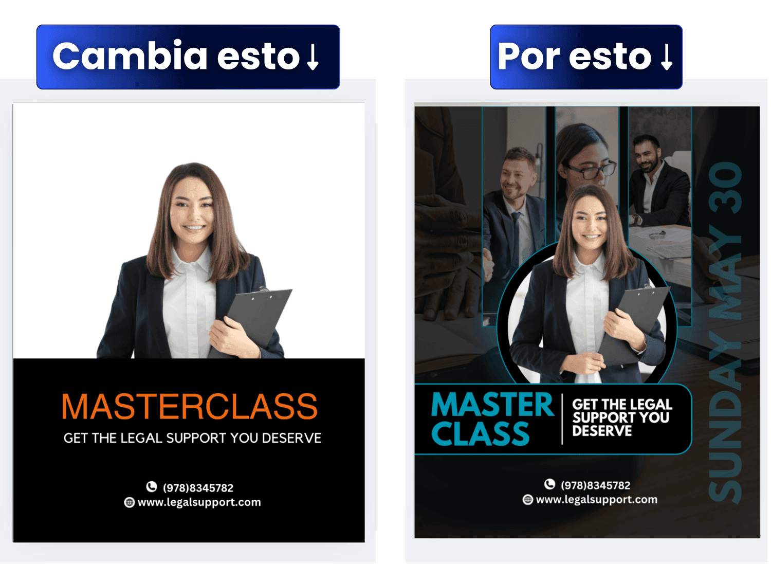 Antes y después: diseños amateur vs. diseños profesionales